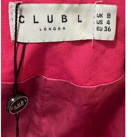 Club L London bubble gum pink one button crop boxy blazer size 4 - Picture 3 of 16